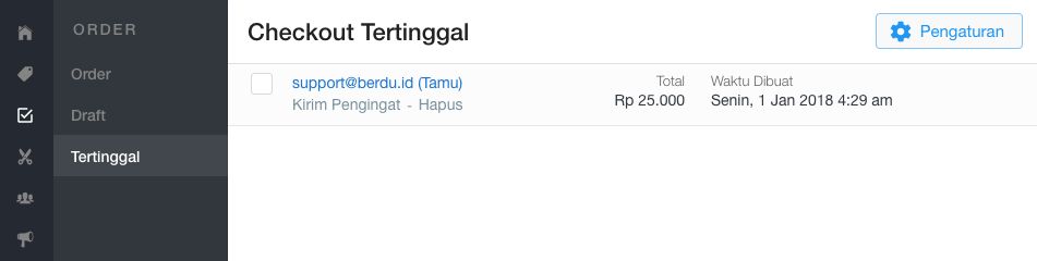 Daftar pembelian yang telah ditinggal