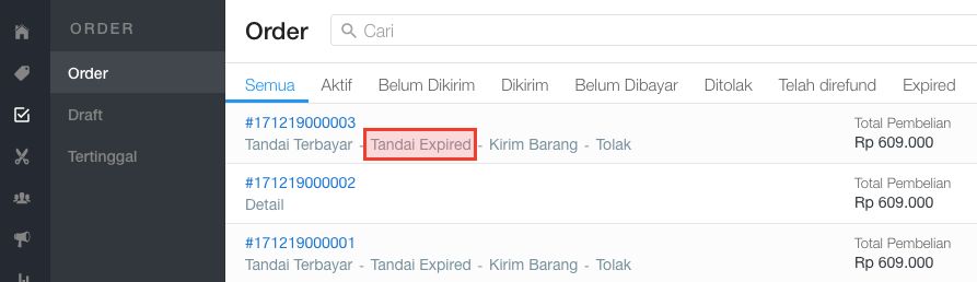 Cara menandai order menjadi expired Cara menandai order menjadi expired