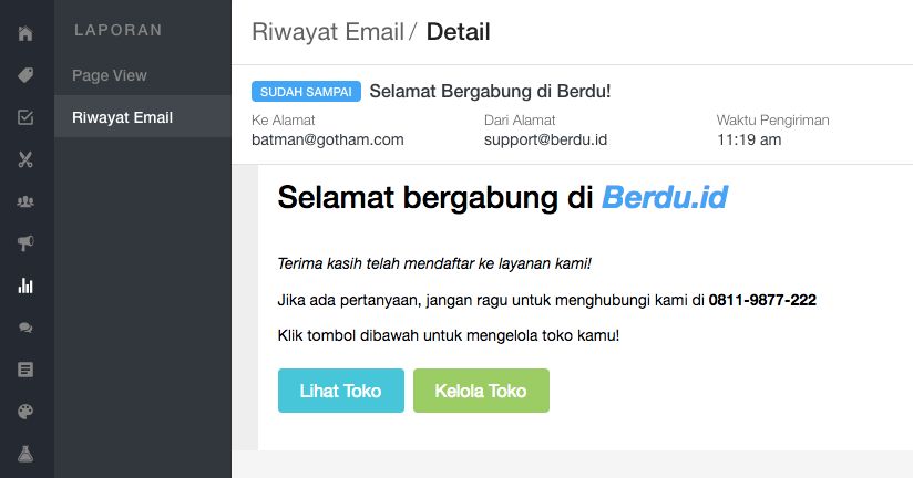 Isi dari email yang telah kamu kirim