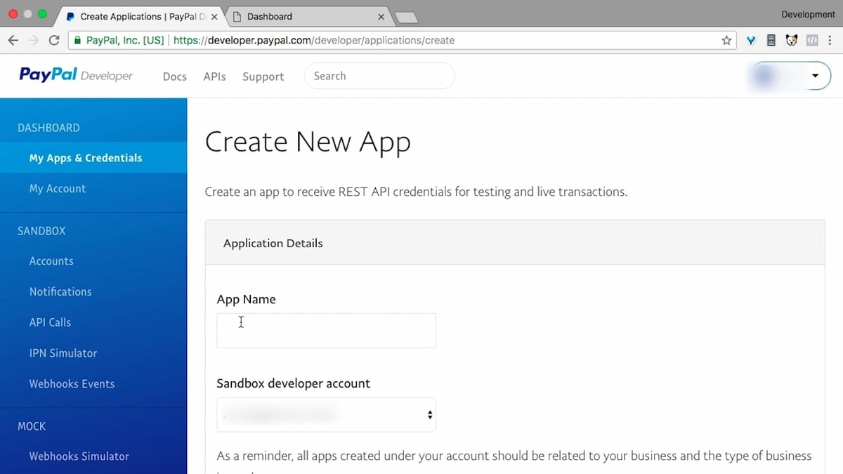 Create App, isi App Name sesuai nama tokomu Create App, isi App Name sesuai nama tokomu