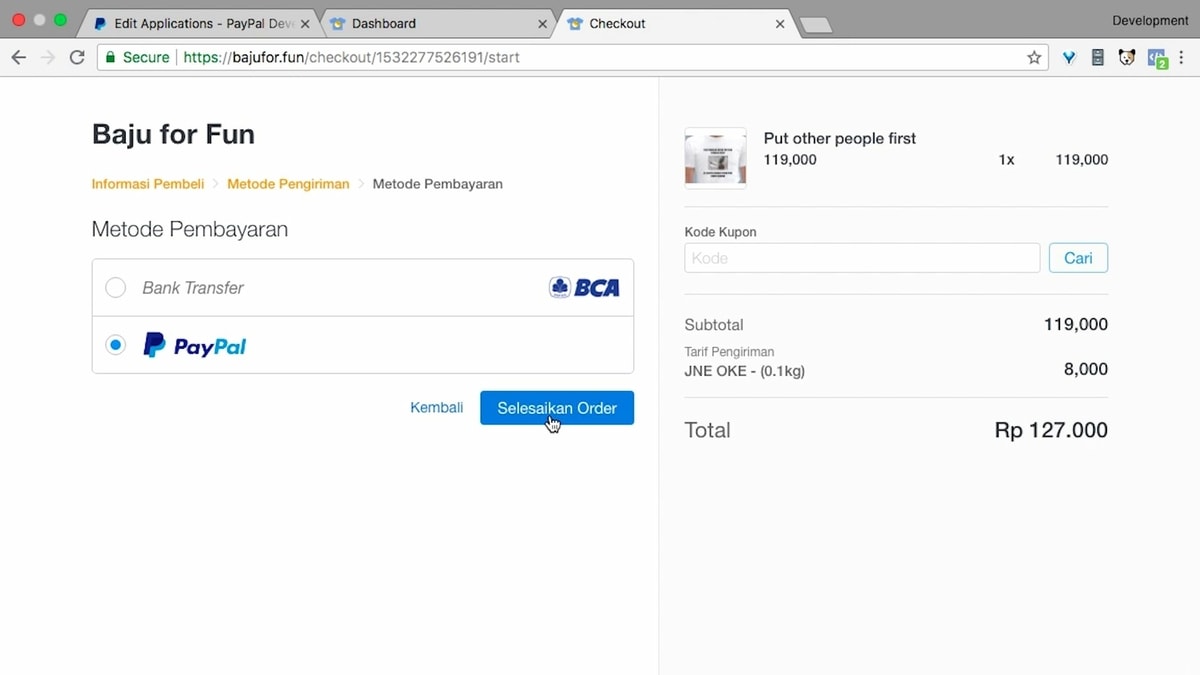 PayPal sudah muncul di metode pembayaran ketika pengunjung melakukan Checkout PayPal sudah muncul di metode pembayaran ketika pengunjung melakukan Checkout