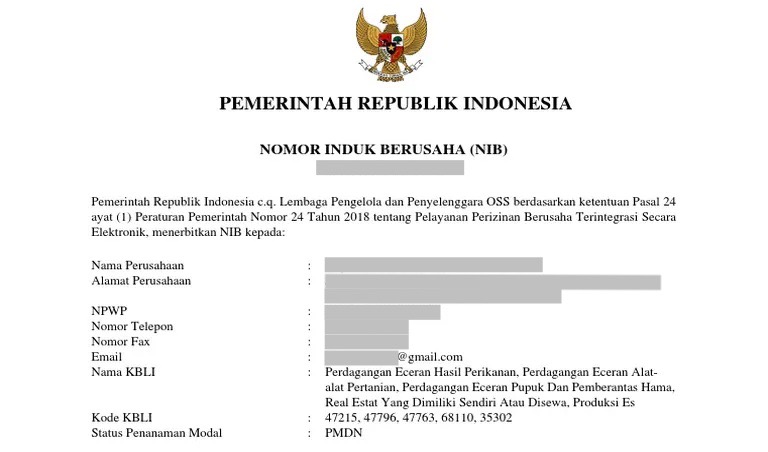 Gambar: NIB (Nomor Induk Berusaha) Gambar: NIB (Nomor Induk Berusaha)